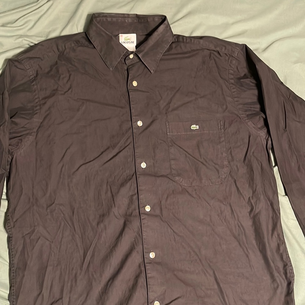 Mens lacoste long sleeve dress shirts size 42 LARGE rare